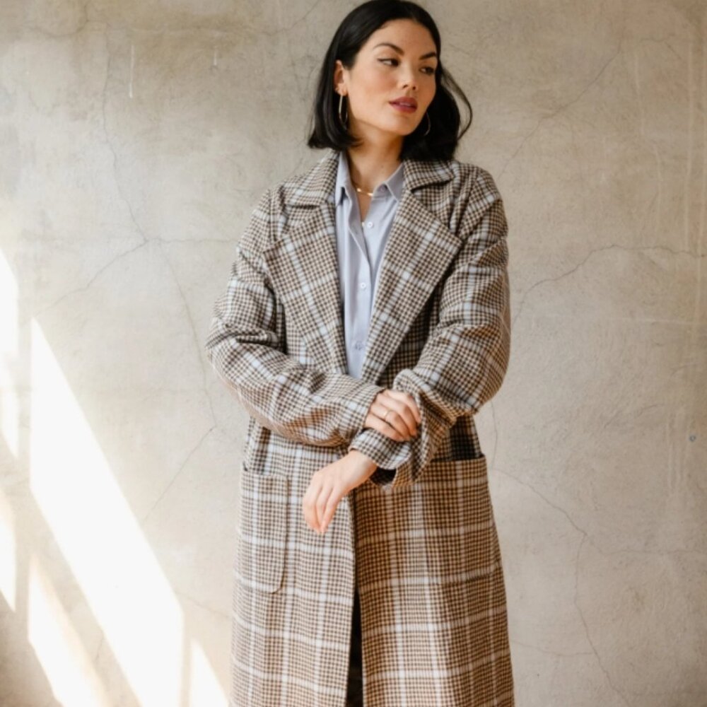 NWT ABLE - Marie Brushed Plaid Overcoat